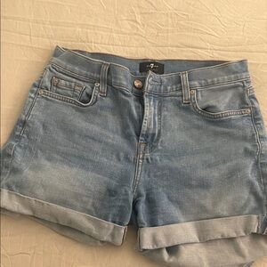 7 For All Mankind Blue Denim Shorts